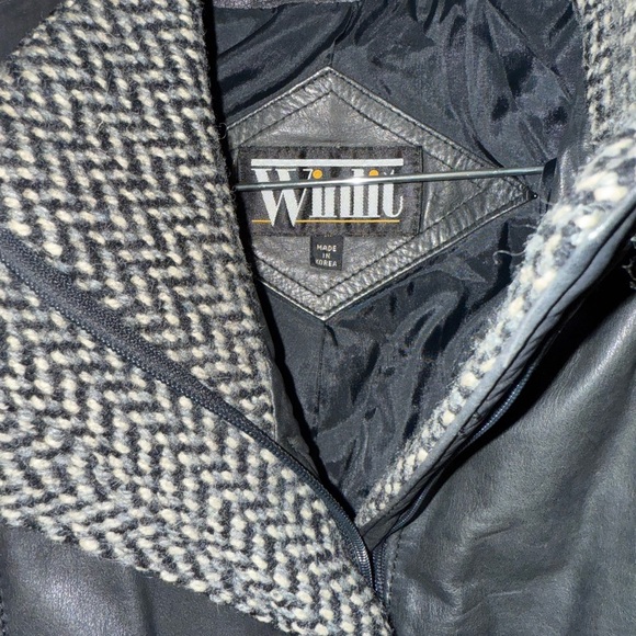 Women's vintage leather and wool Stylish Black and Gray Women's Jacket vintage 7 - Picture 4 of 7